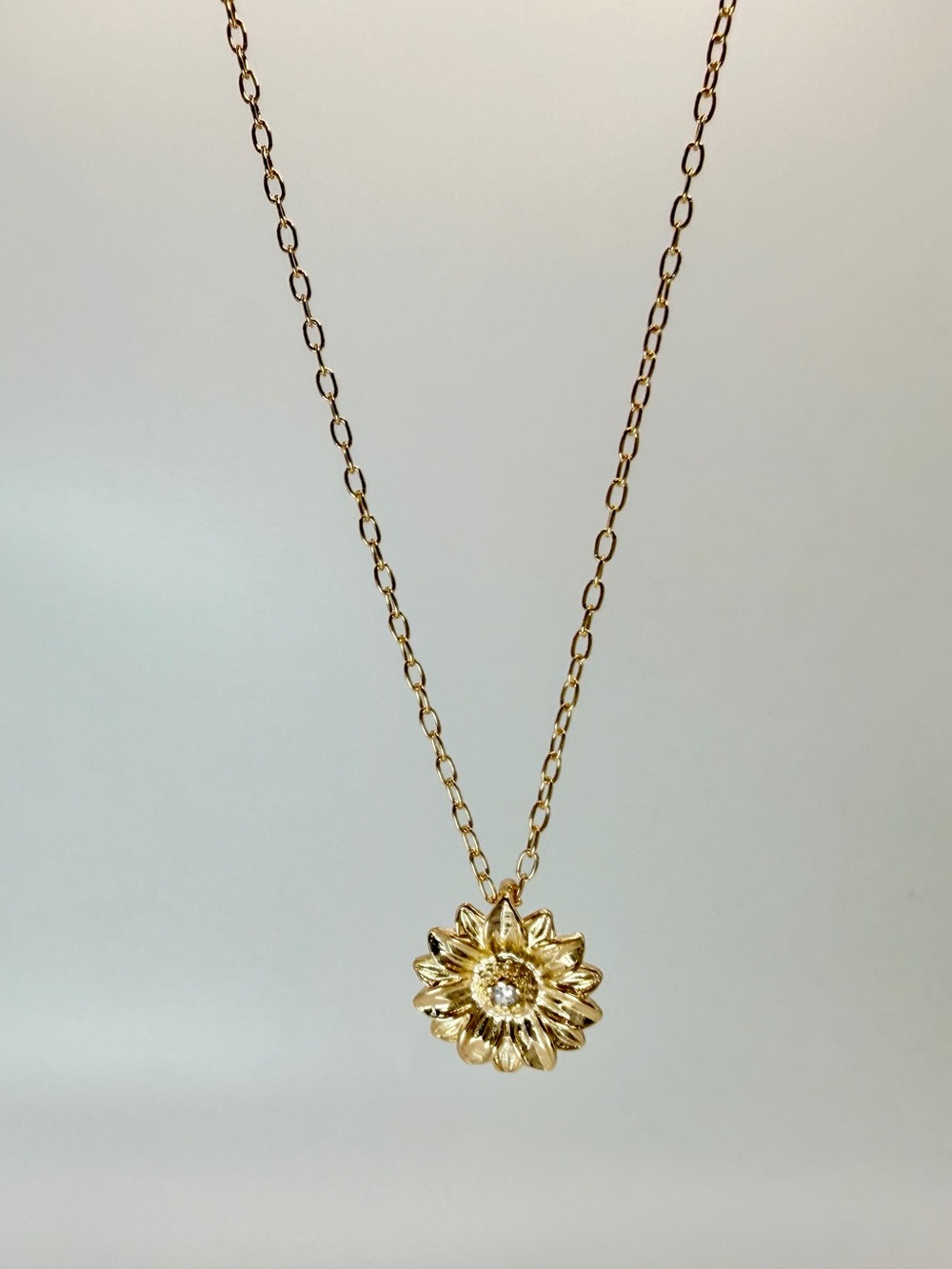 Gold Sunflower Charm Necklace - Classic Floral Pendant - Picture 4 of 6
